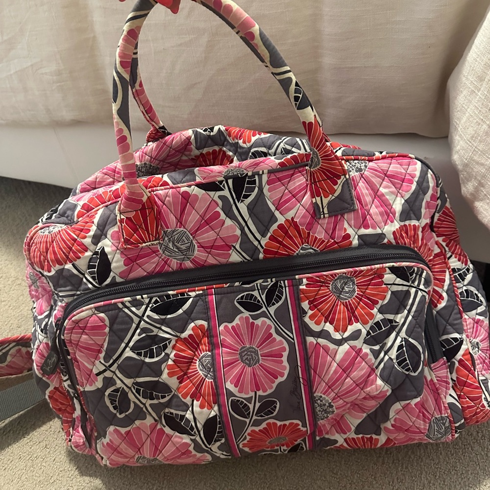 Vera Bradley Pink and Gray Floral Travel Bag